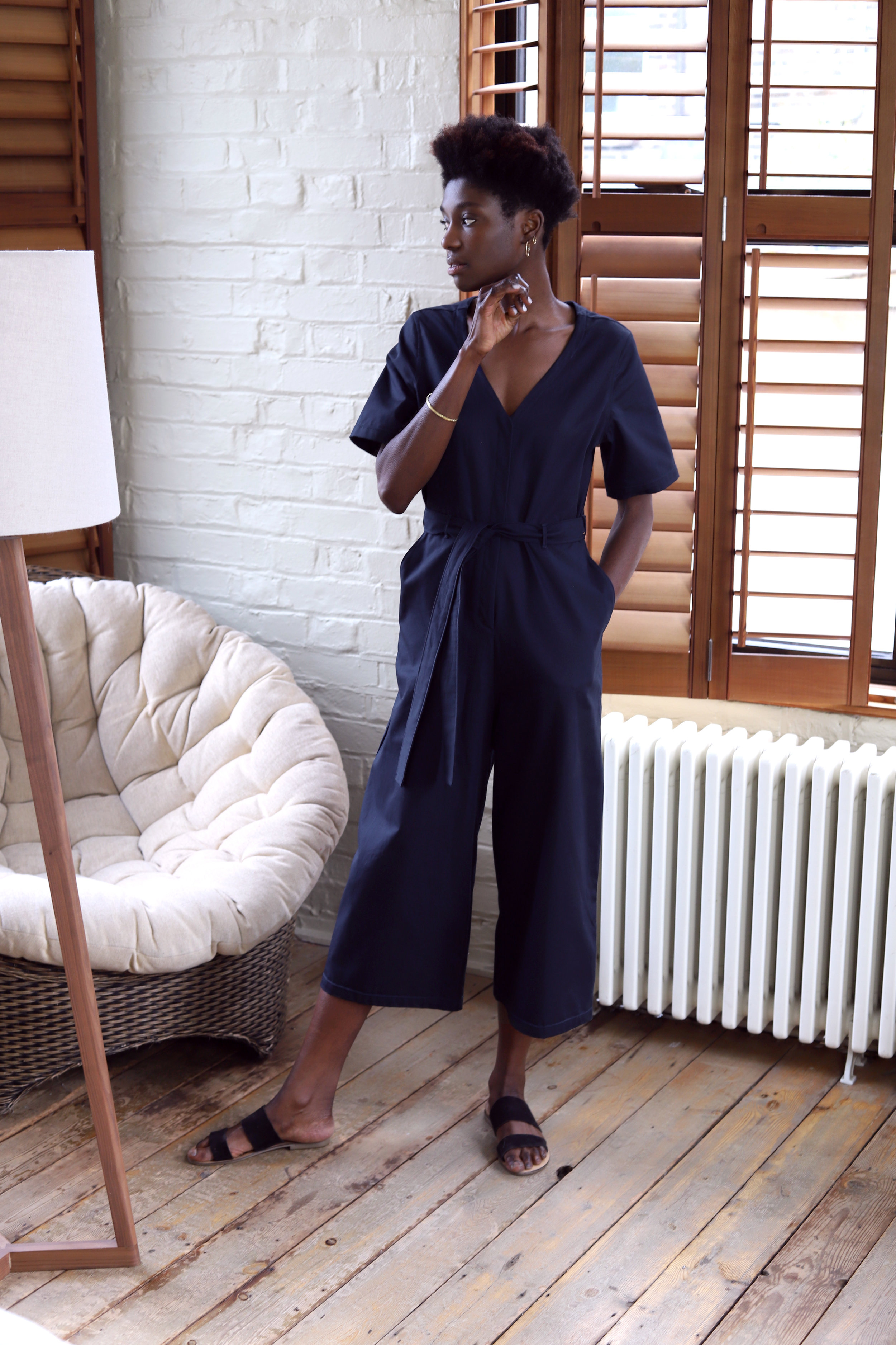 #043 Gabardine jumpsuit - navy - 3