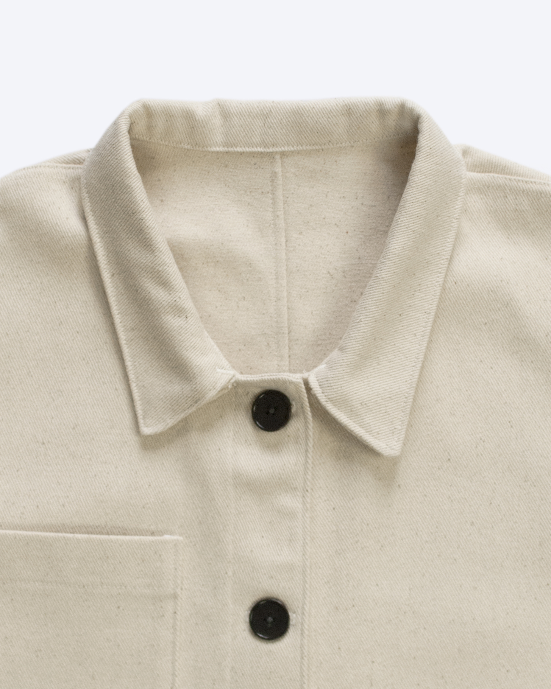 #038 Denim workwear chore jacket - seeded cream denim - 2