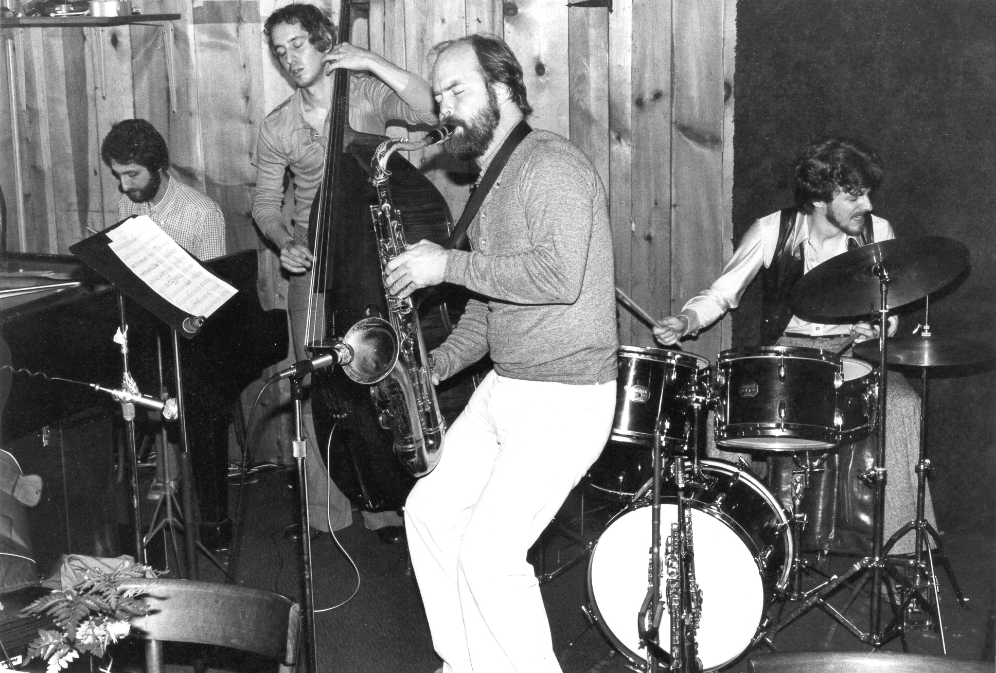 Essence Quartet led by (l-r) Armen Donelian, with Mike Bocchicchio, Mel Ellison and Jeff Williams at Sweet Basil, NYC (1978)