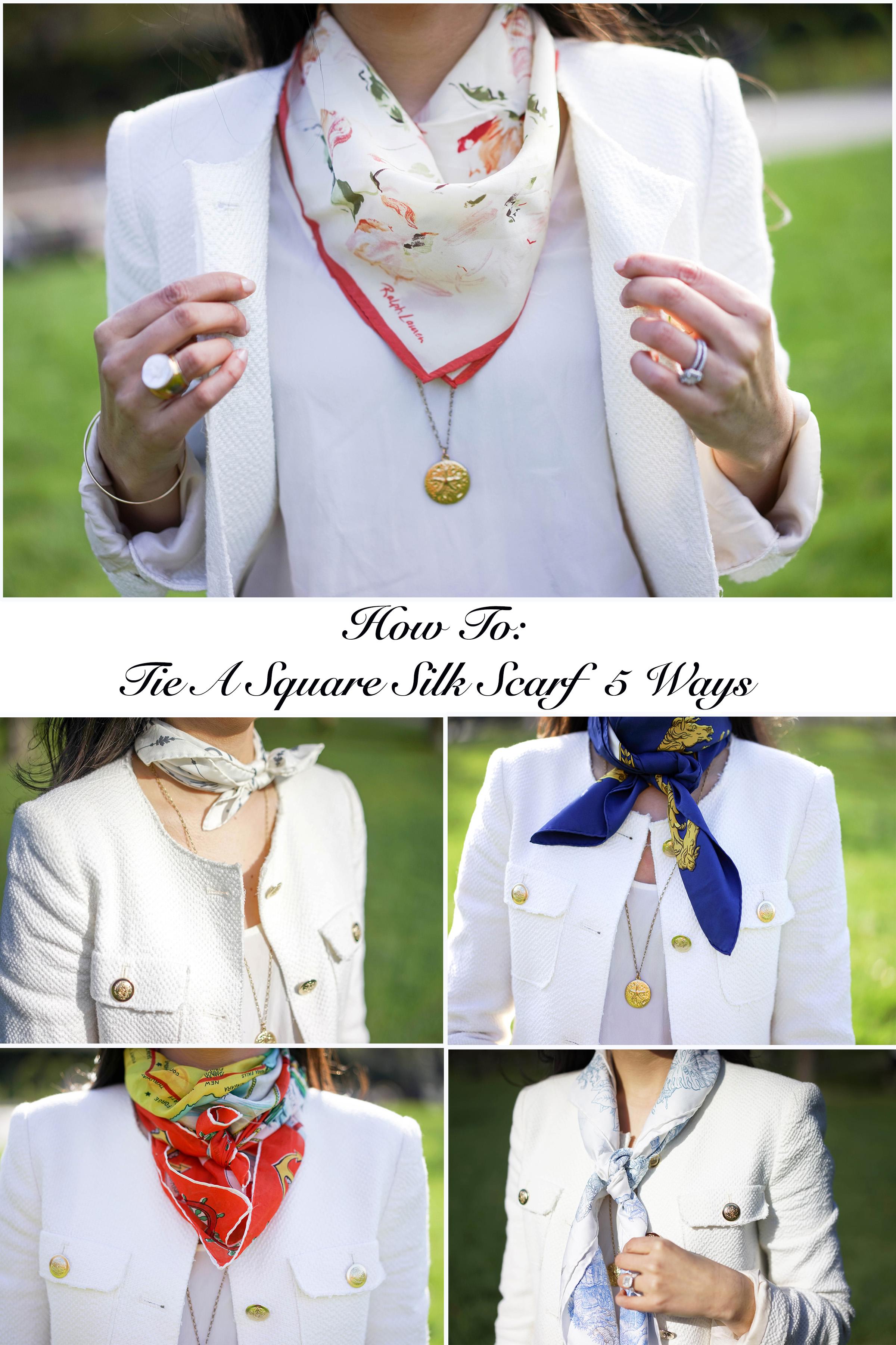 OUTFIT: 5 WAYS TO TIE A SMALL SILK SCARF