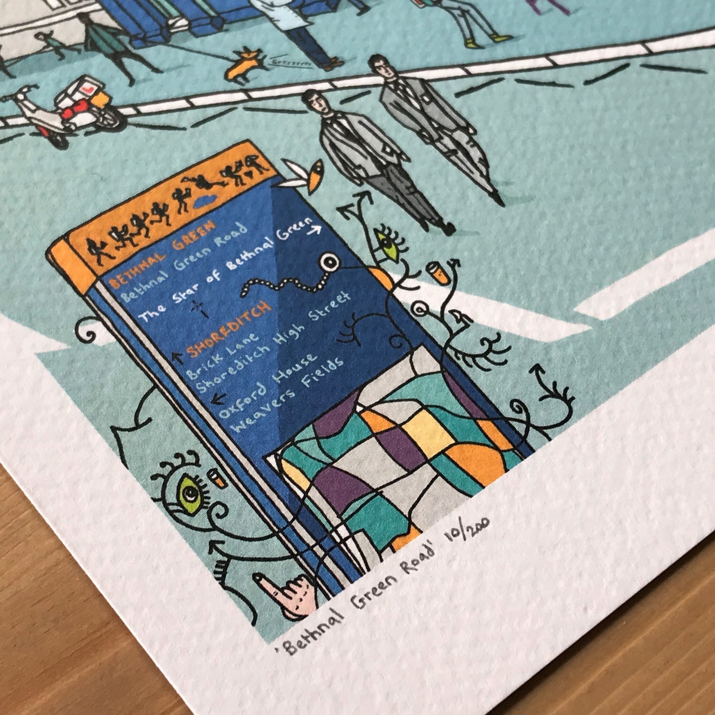 Bethnal Green- London Illustration- created by British Artist Adam Doughty - Art Prints available in A4 and A3 sizes- adamdoughty.com- hand drawn in London- Printed in the UK