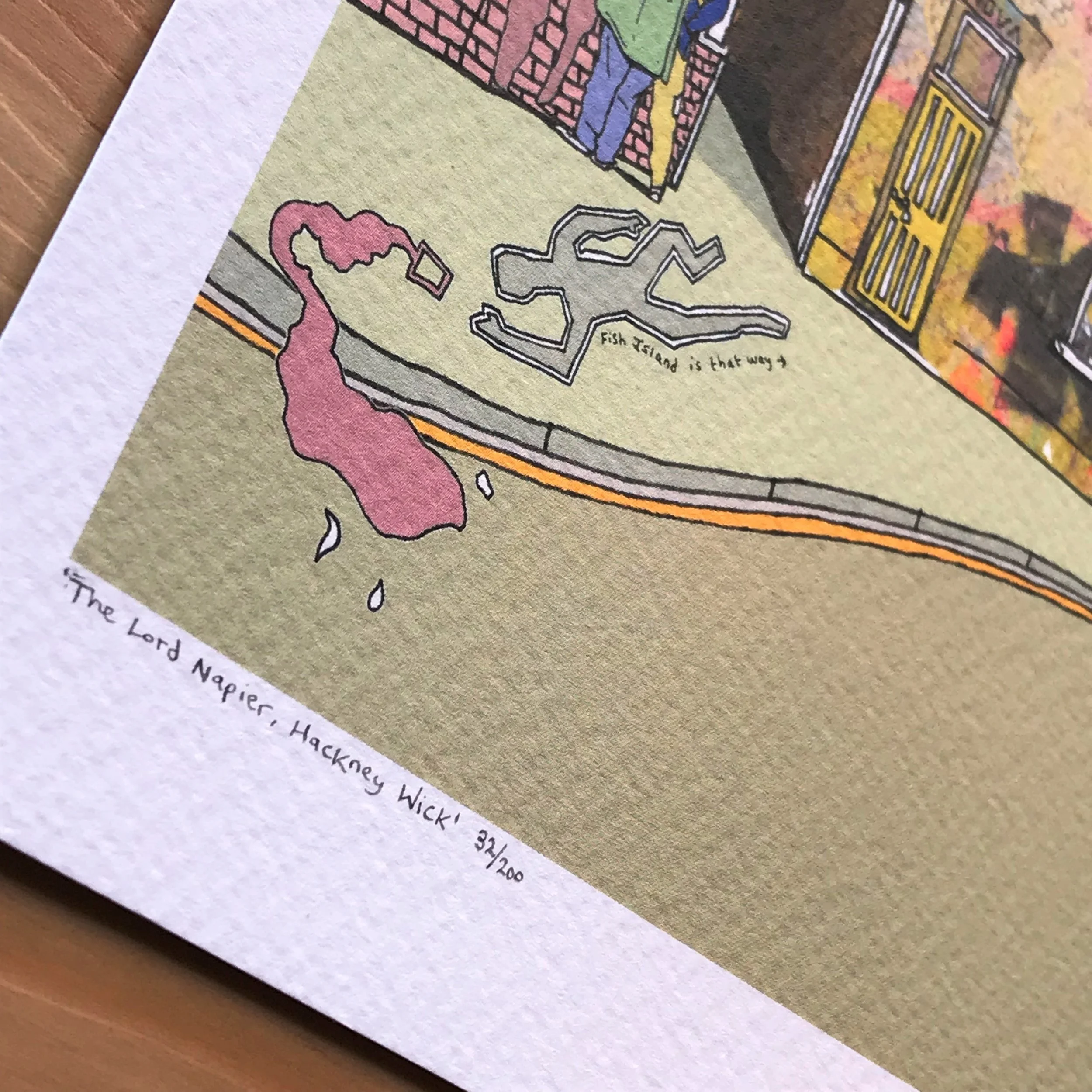 Hackney Wick - London Illustration - created by British Freelance Illustrator Adam Doughty - Art Prints available in A4 and A3 sizes - adamdoughty.com - hand drawn in London - Printed in the UK