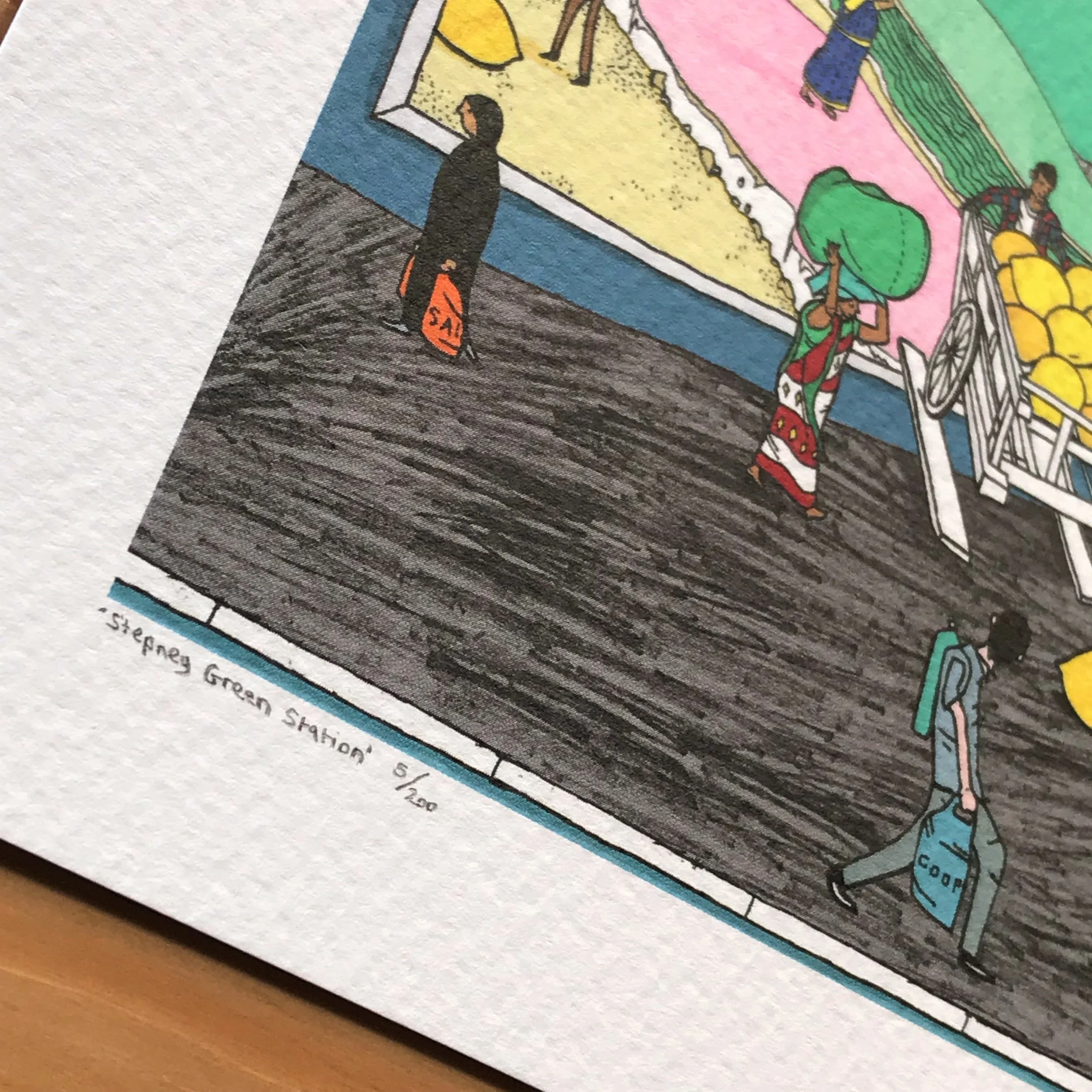 Stepney Green - East London Illustration - created by British Freelance Illustrator Adam Doughty - Art Prints available in A4 and A3 sizes - adamdoughty.com - hand drawn in London - Printed in the UK