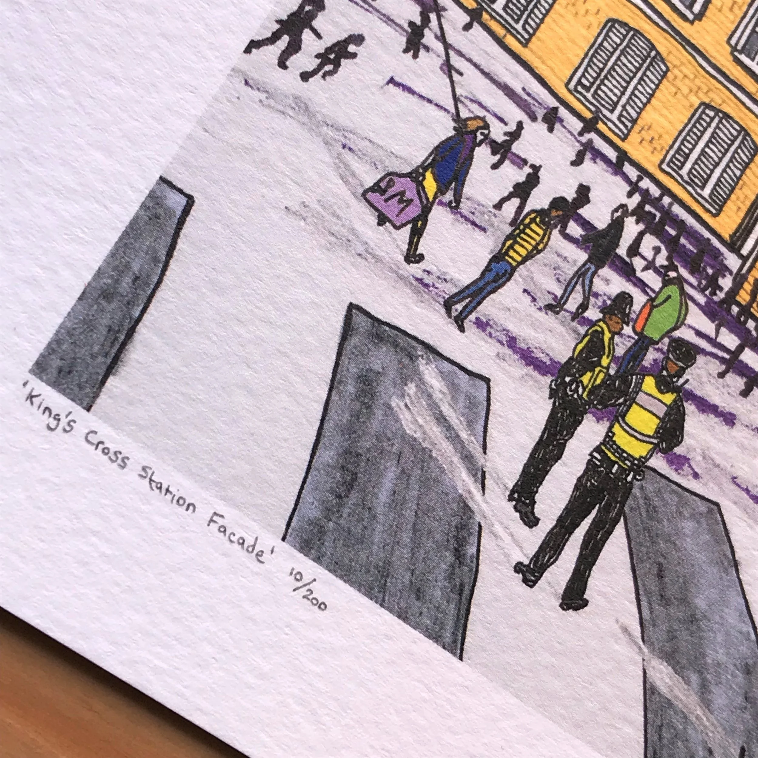 Kings Cross Station - London Illustration - created by British Freelance Illustrator Adam Doughty - Art Prints available in A4 and A3 sizes - adamdoughty.com - hand drawn in London - Printed in the UK