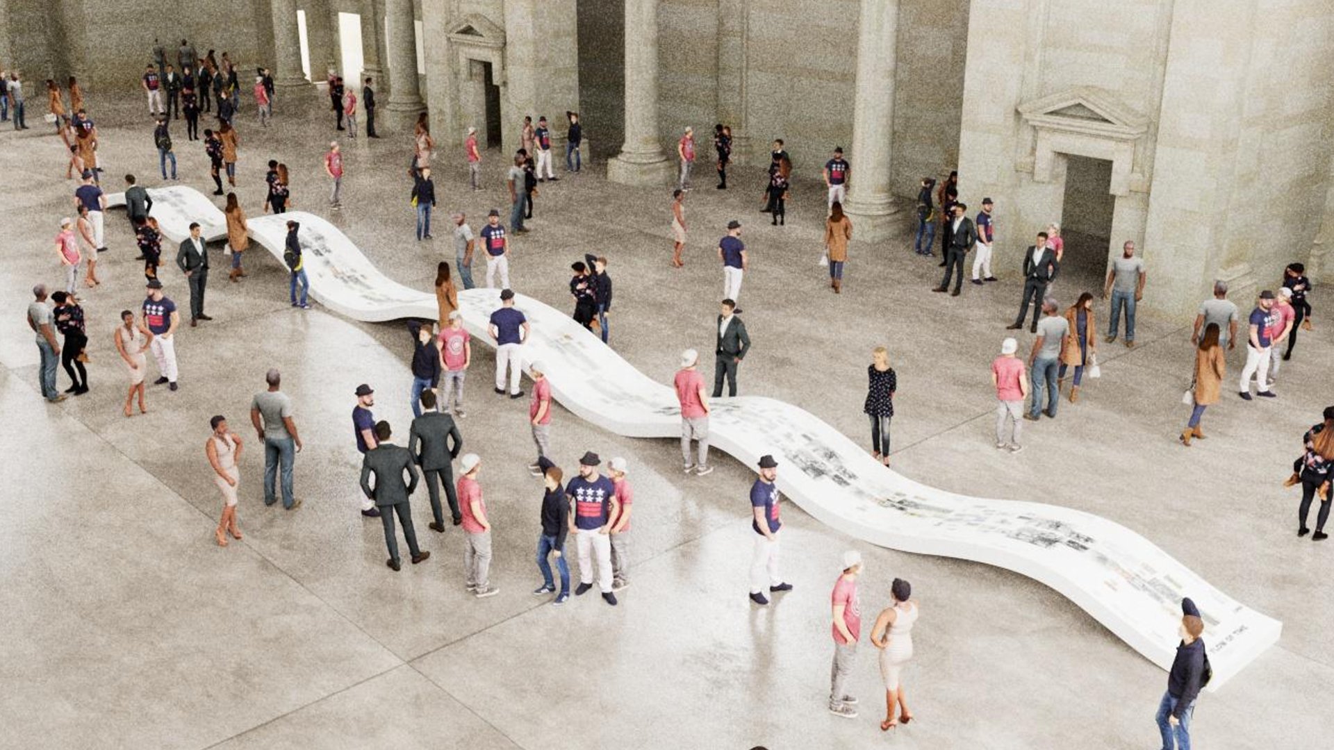 Renders help inform the shape, height, and surface design of the piece.