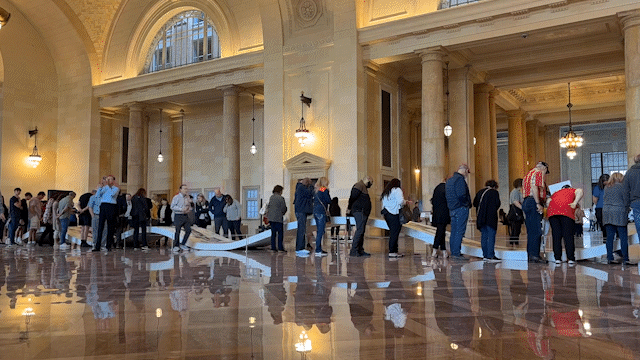 The timeline worked in harmony with the space, leaving undisturbed sightlines for the thousands of daily visitors.