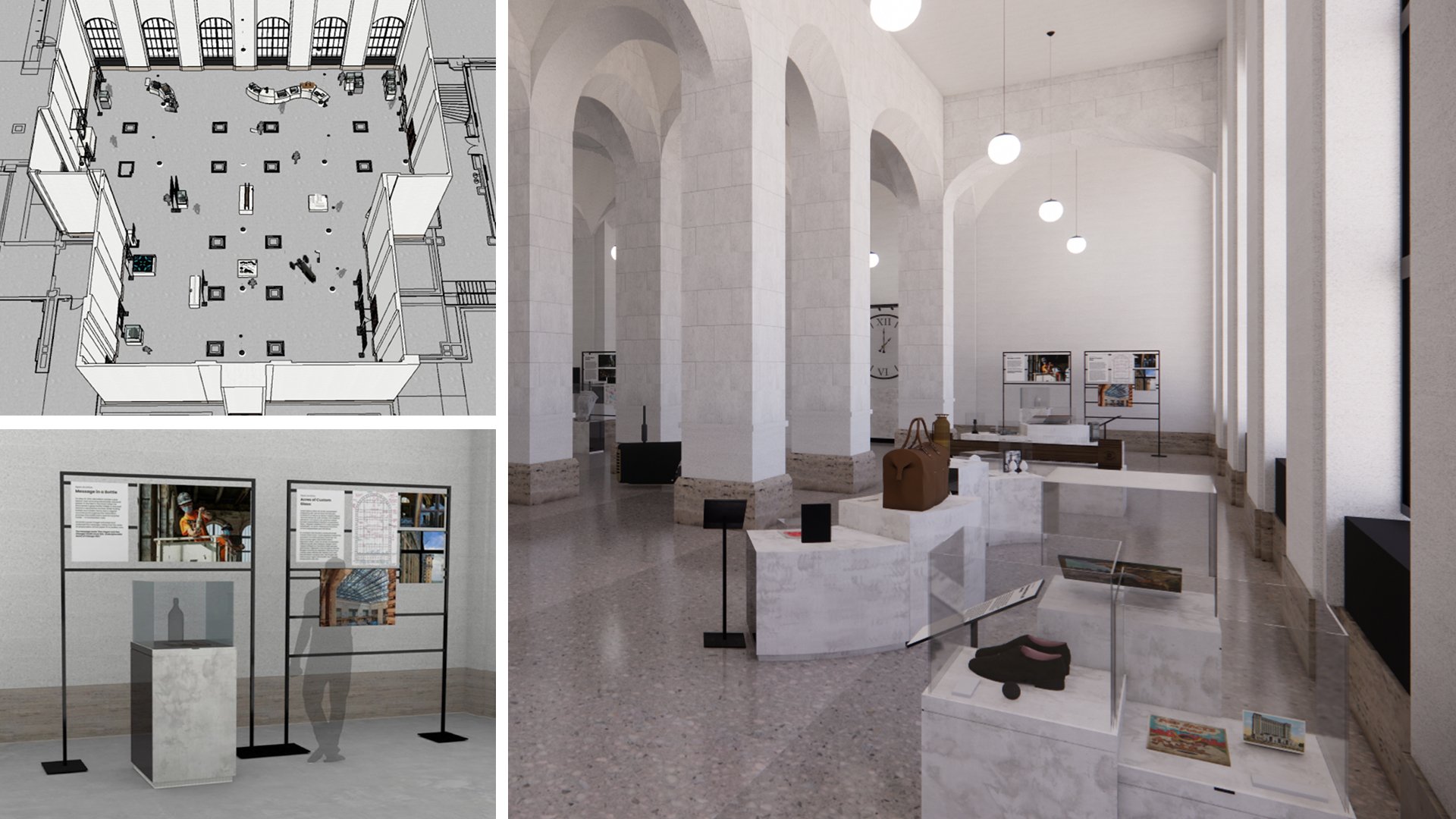 Handed a spreadsheet full of hundreds of archived items, we turned it into a cohesive story told across this expansive hallway. Modular platforms created a flexible system that could remain cohesive despite last-minute changes.