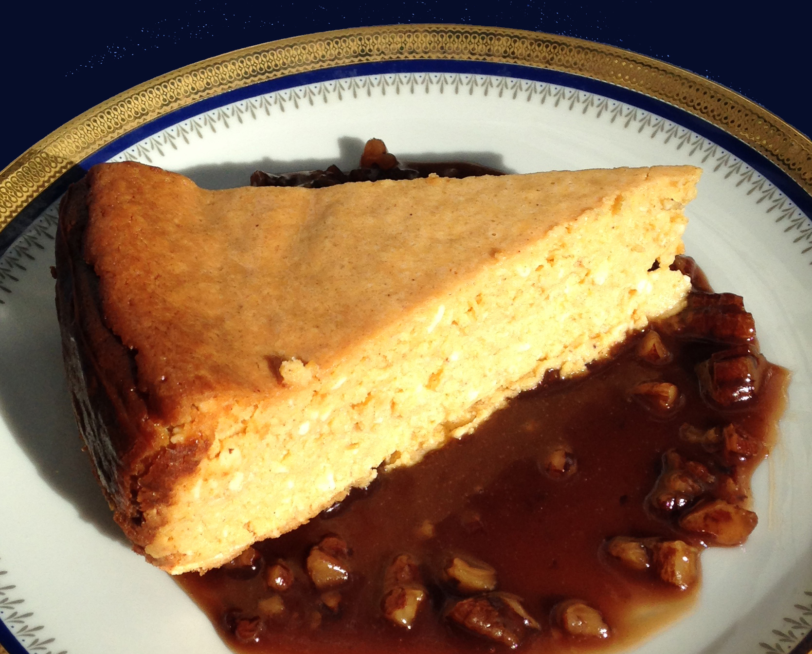 Pumpkin Cheesecake with Praline Sauce