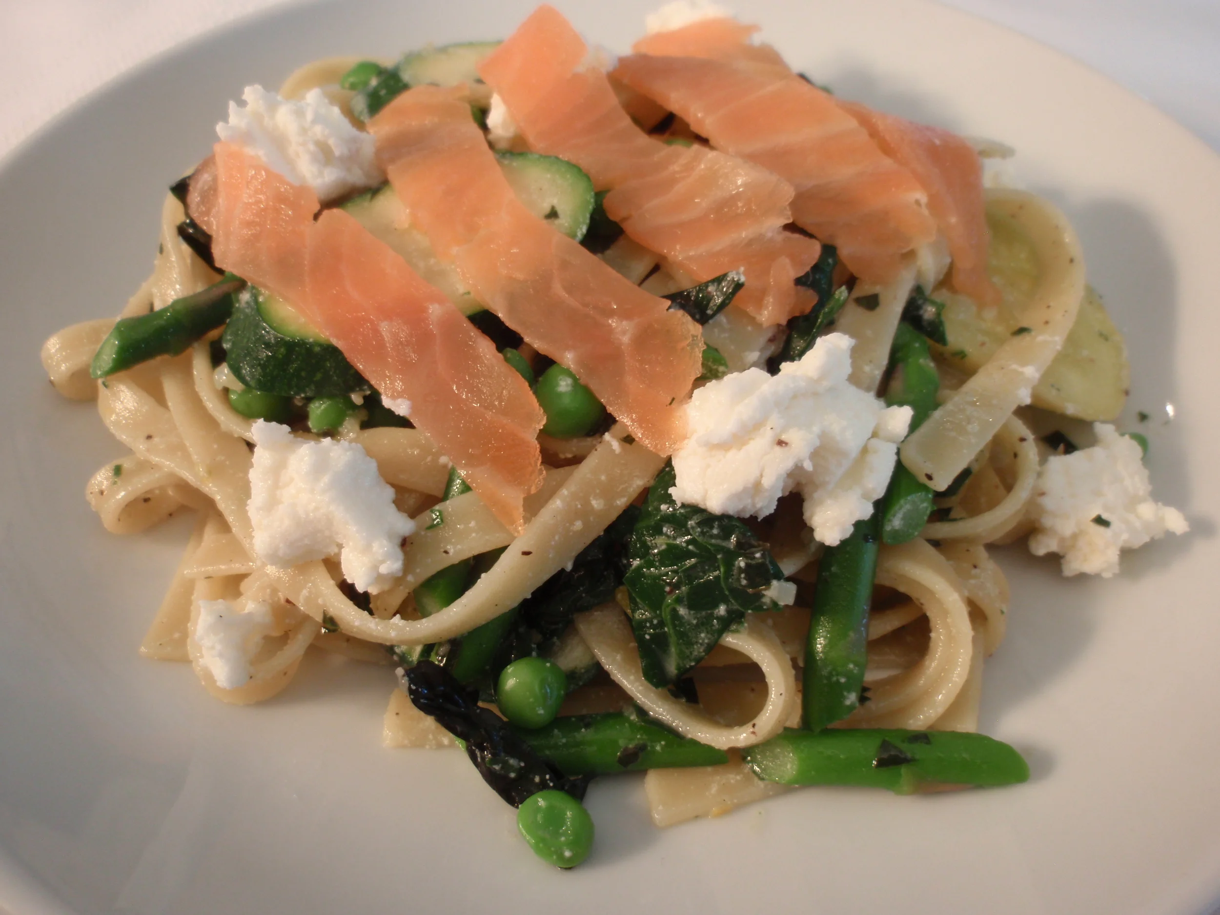Pasta Primavera with Smoked Salmon