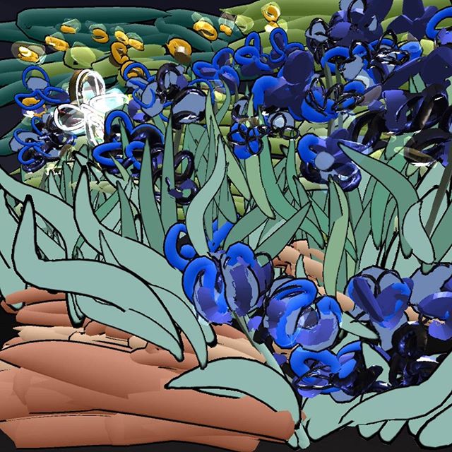 Irises, Vincent van Gogh, 1889 at @GettyMuseum -- Learn more: http://www.getty.edu/art/collection/objects/826/vincent-van-gogh-irises-dutch-1889/ #museumdraw #museumdrawvr #gettymuseum #tiltbrush