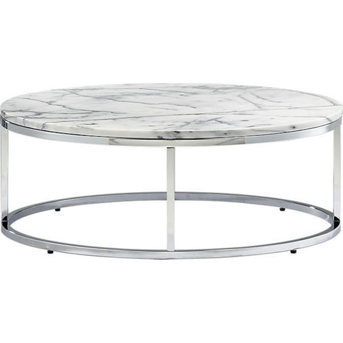 Round Chrome Coffee Table With Marble, Modern Chrome Coffee Tables
