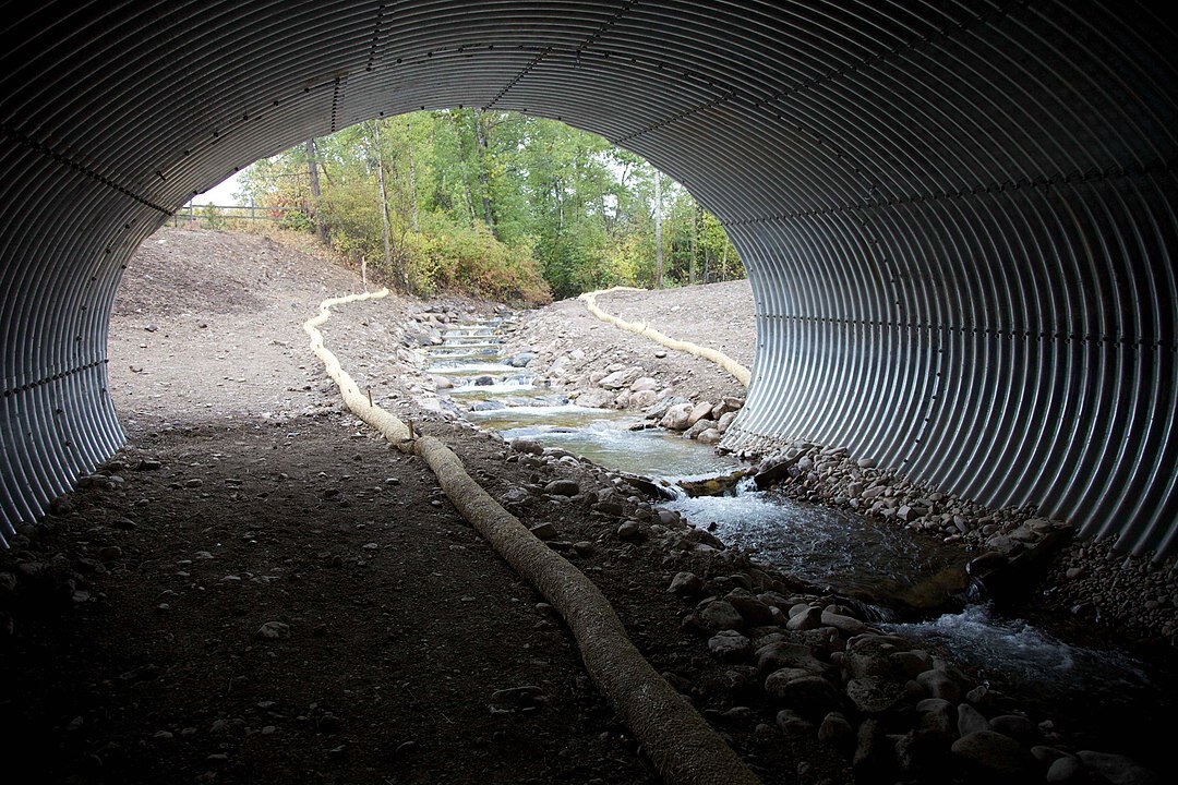 Notice how this underpass has a water area to aid species such as ducks and frogs. Photo by Ryan Haggarty, US Fish and Wildlife Service