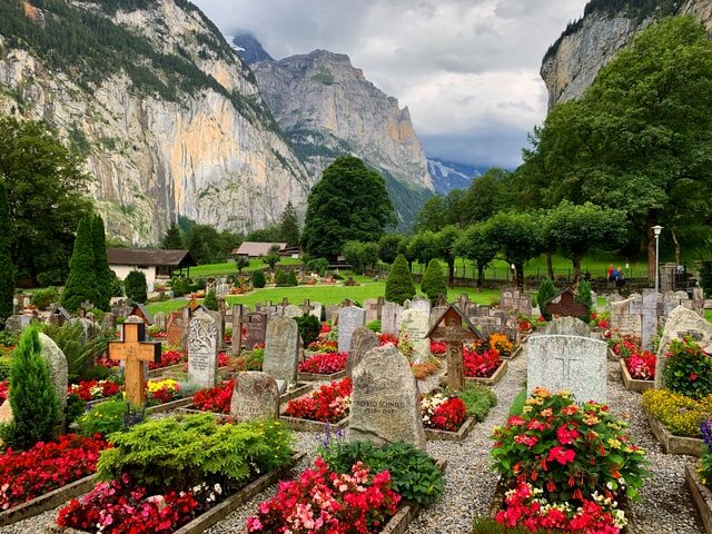 A cemetery featuring beautifully planted cradle graves. Photo by Vulpe Gri