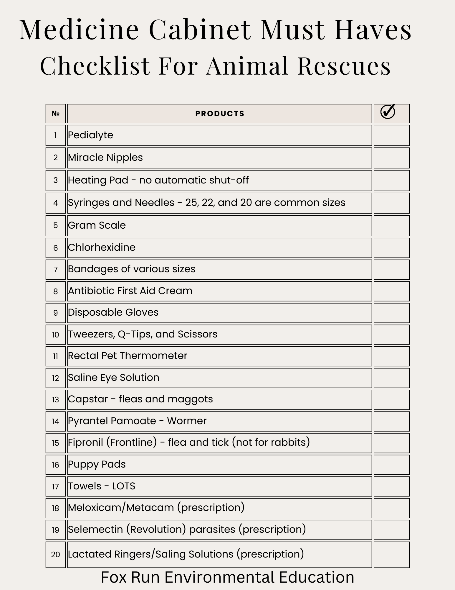 Make A Wildlife Rescue Car Kit — Fox Run Environmental Education Center