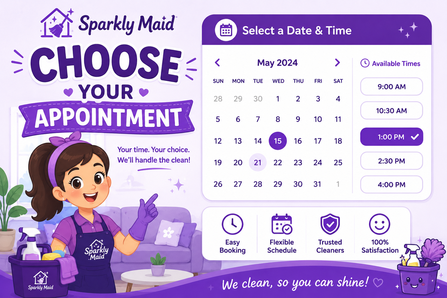 Select a date and time that works best for you.