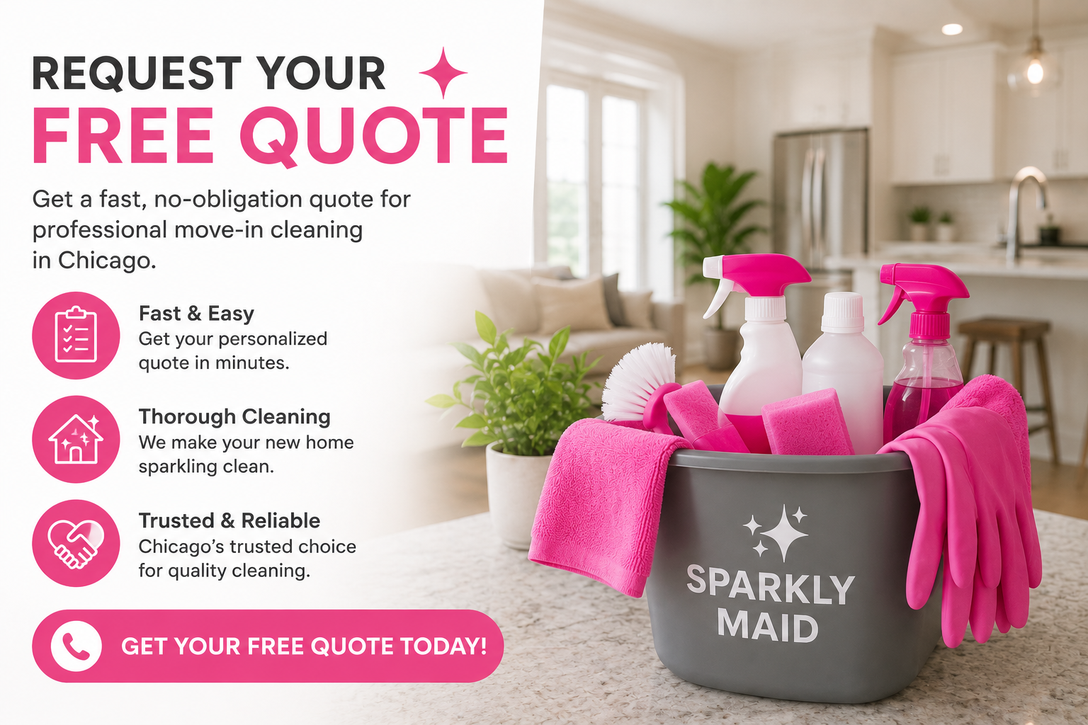 Tell us all about your home, when you are moving in, and what you want cleaned by contacting our team.