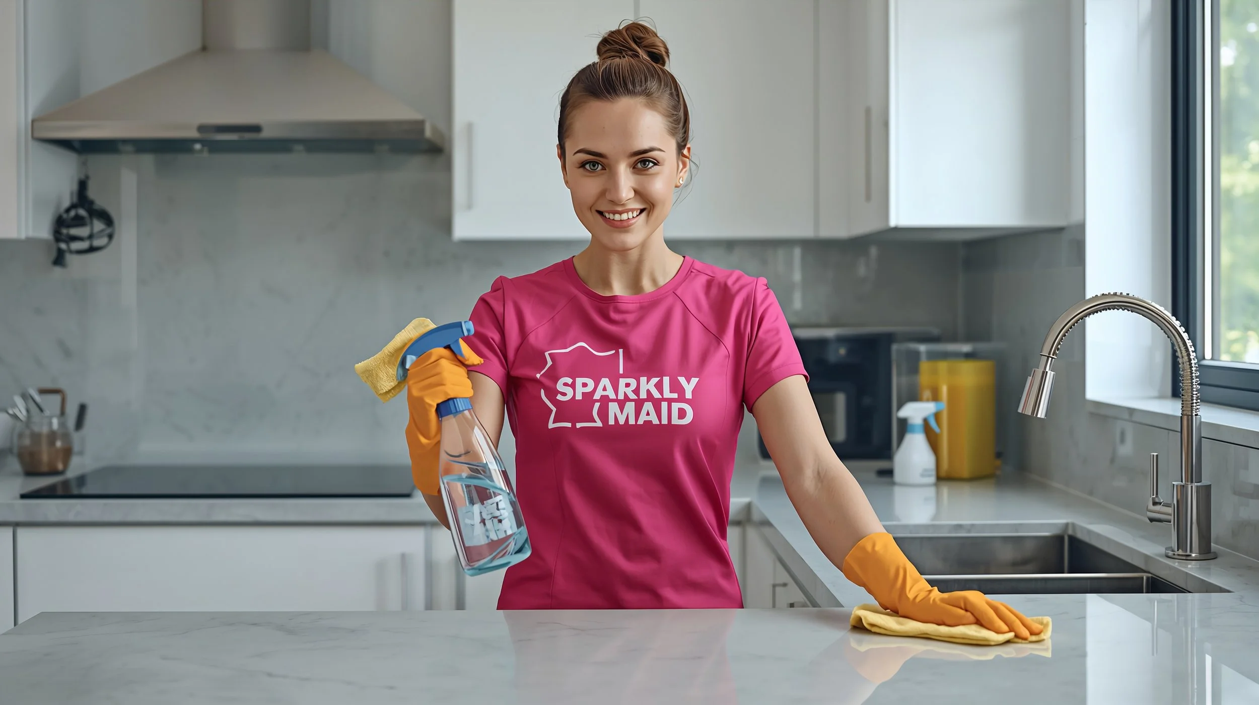 Sparkly Maid cleaner performing affordable kitchen cleaning service