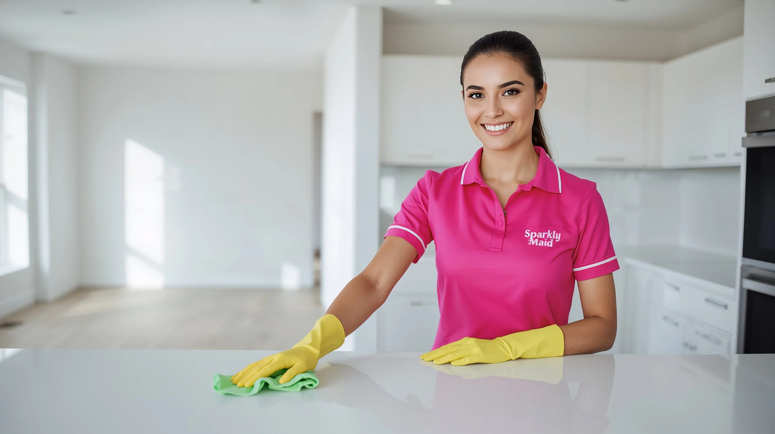 Sparkly Maid cleaner performing move-in kitchen cleaning service in Chicago.