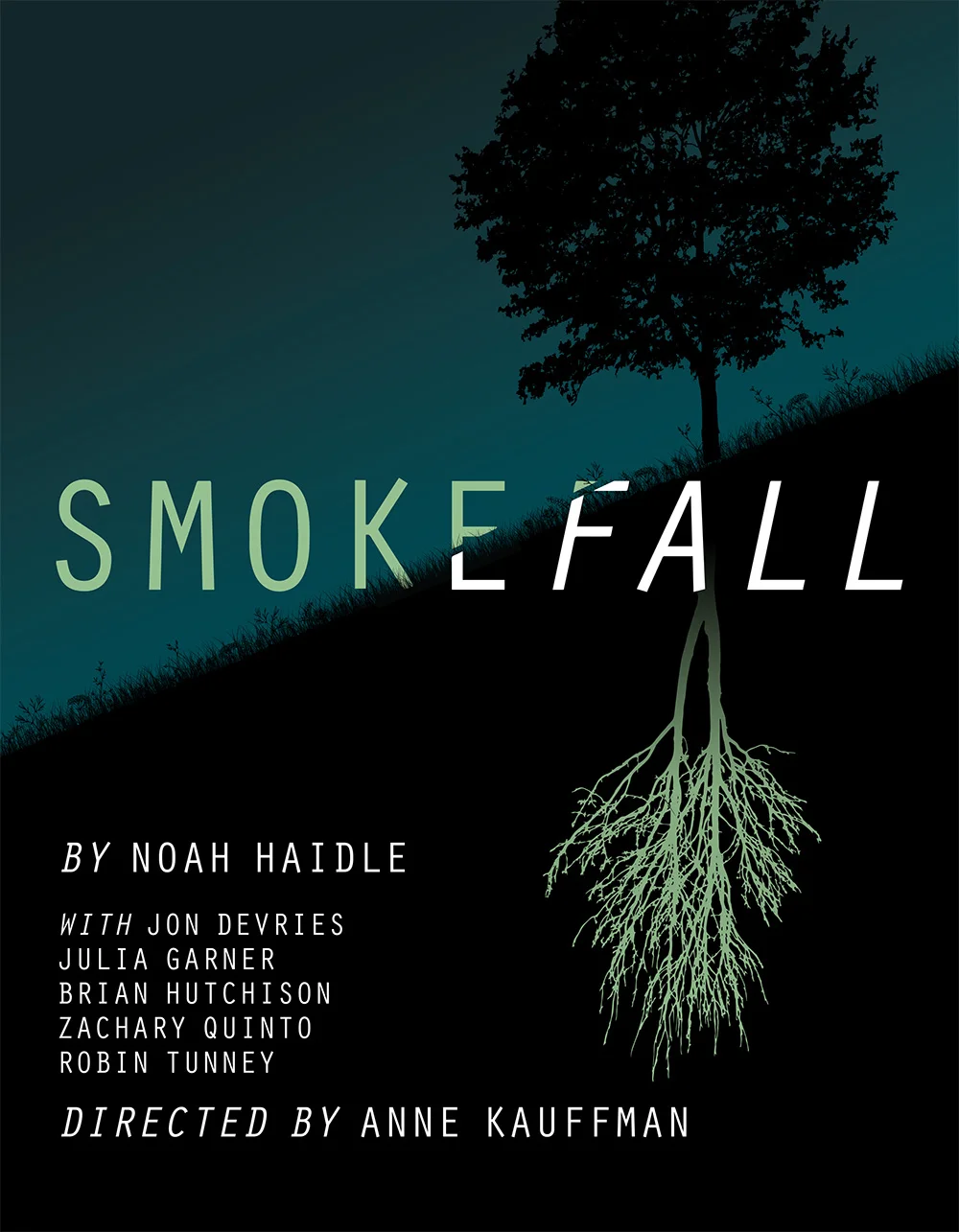 Artwork for Smokefall at MCC Theater, designed by Ted Stephens III, The Numad Group. 