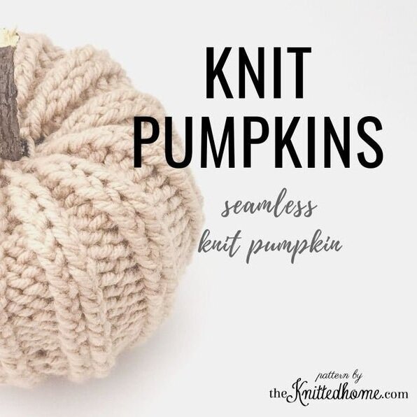 Knit pumpkin seamless digital pattern theknittedhome.com