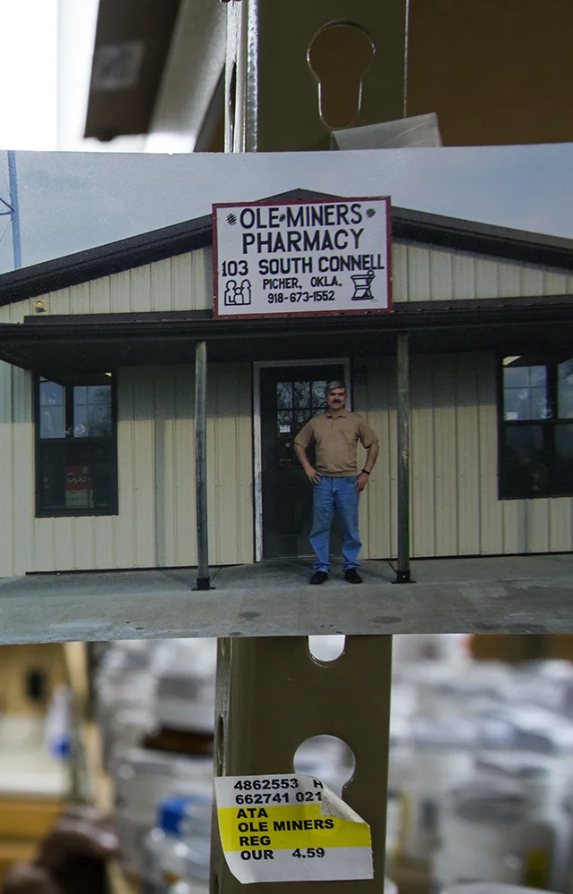  -Picher, Okla. June 4, 2015- A photograph of Gary Linderman standing outside of his pharmacy in its infancy. 