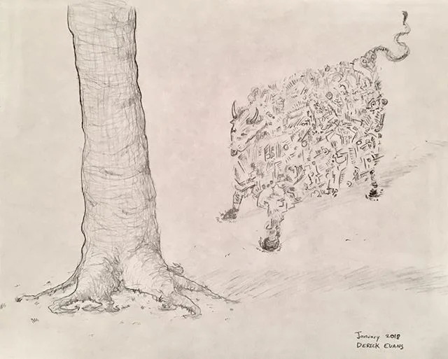 a cow staring at a tree - that's me