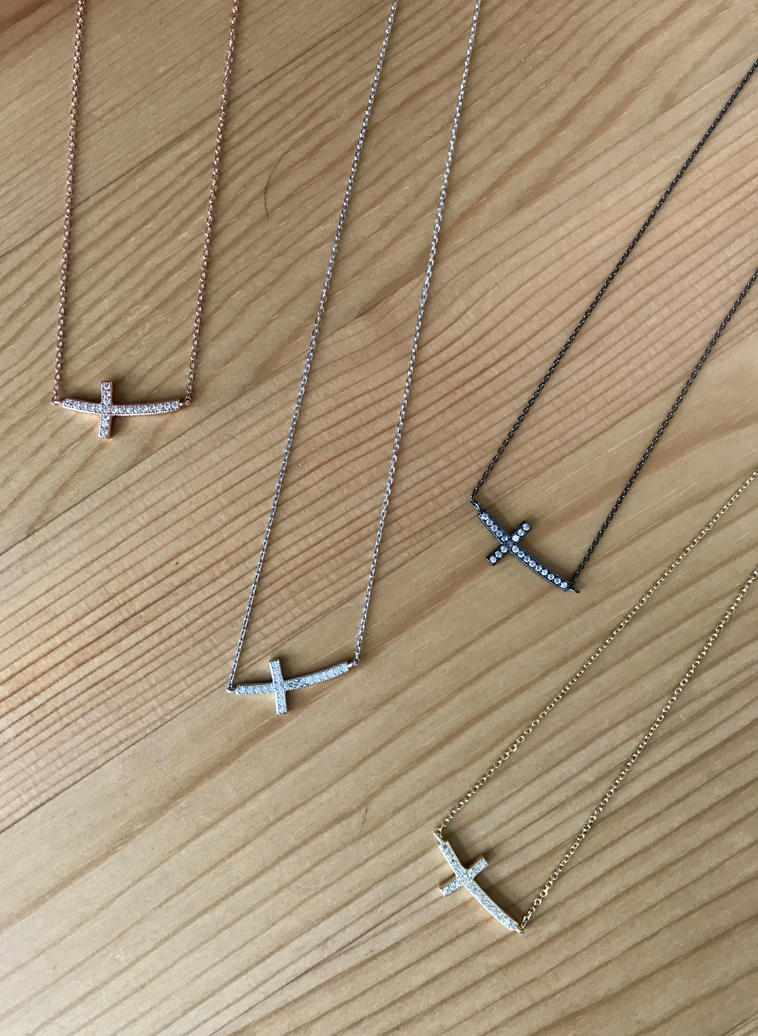 18 KG Vermeil Quartz Cross Necklace