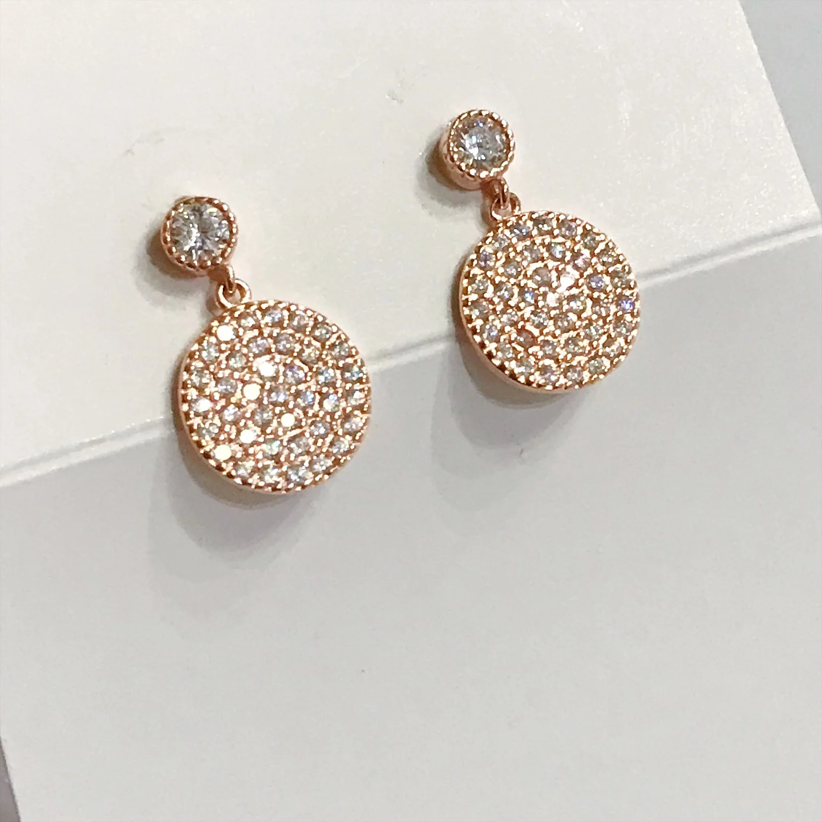 Rose Gold Disk Earrings