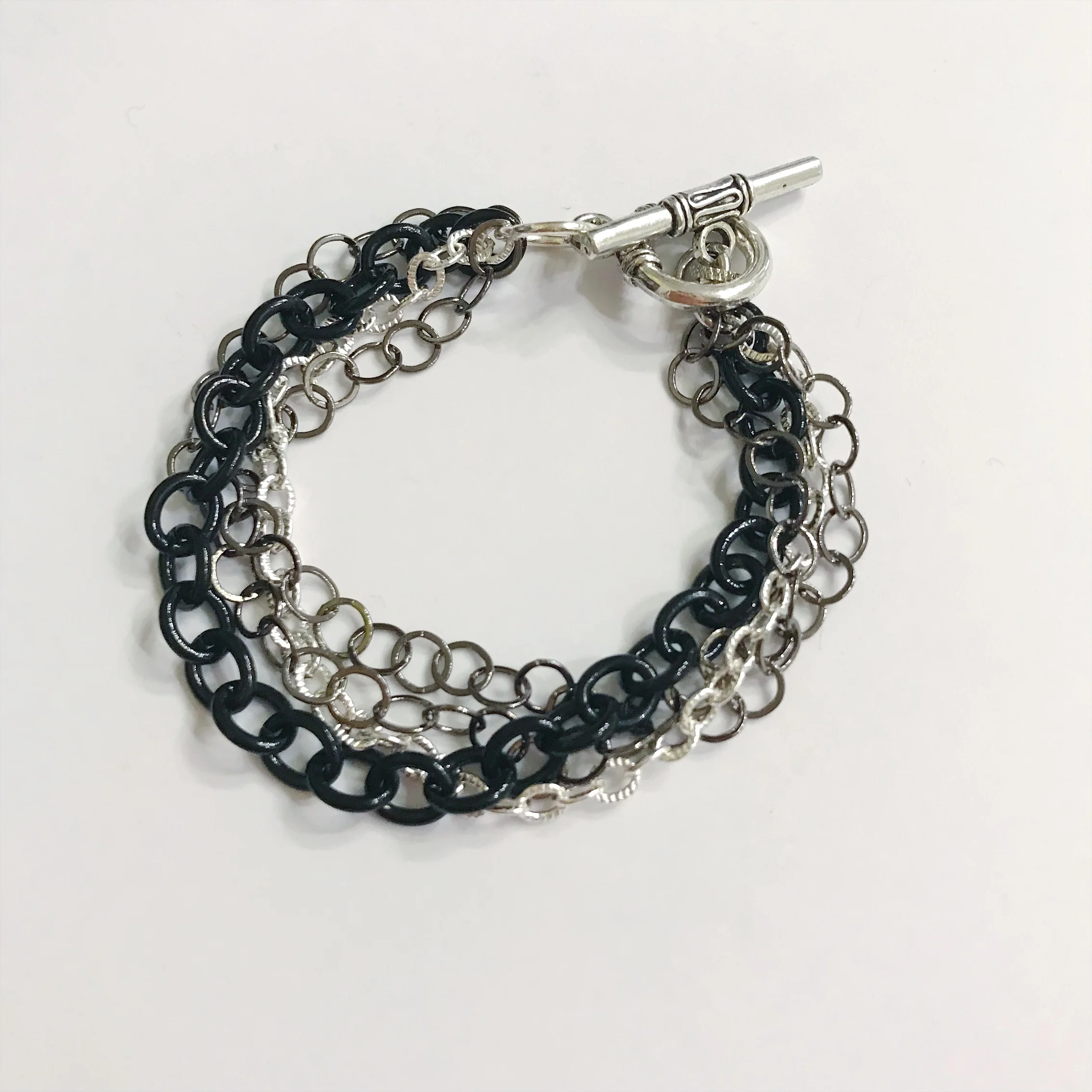 Oxidized Silver Chain Bracelet
