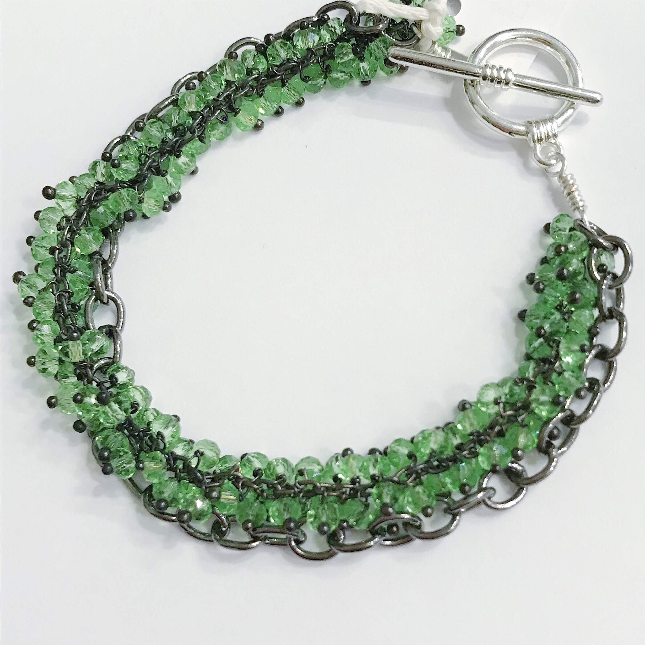 Peridot Oxidized Silver Bracelet