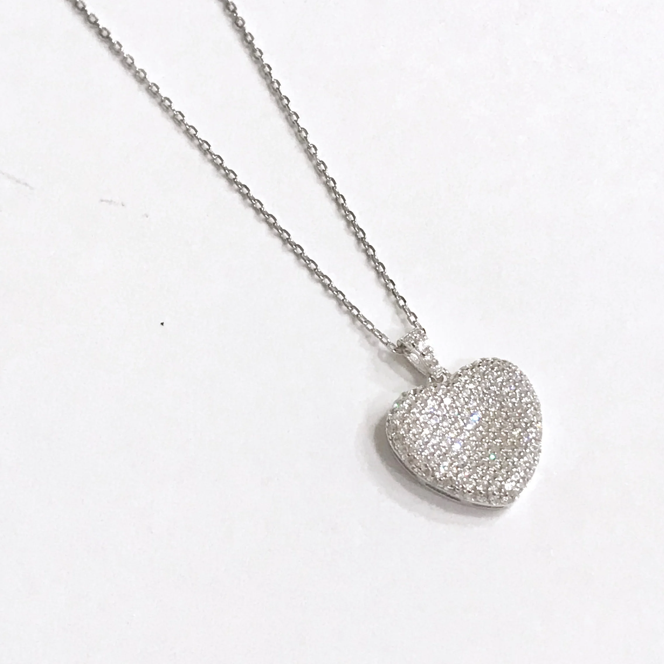Sterling Silver White Topaz Heart Necklace