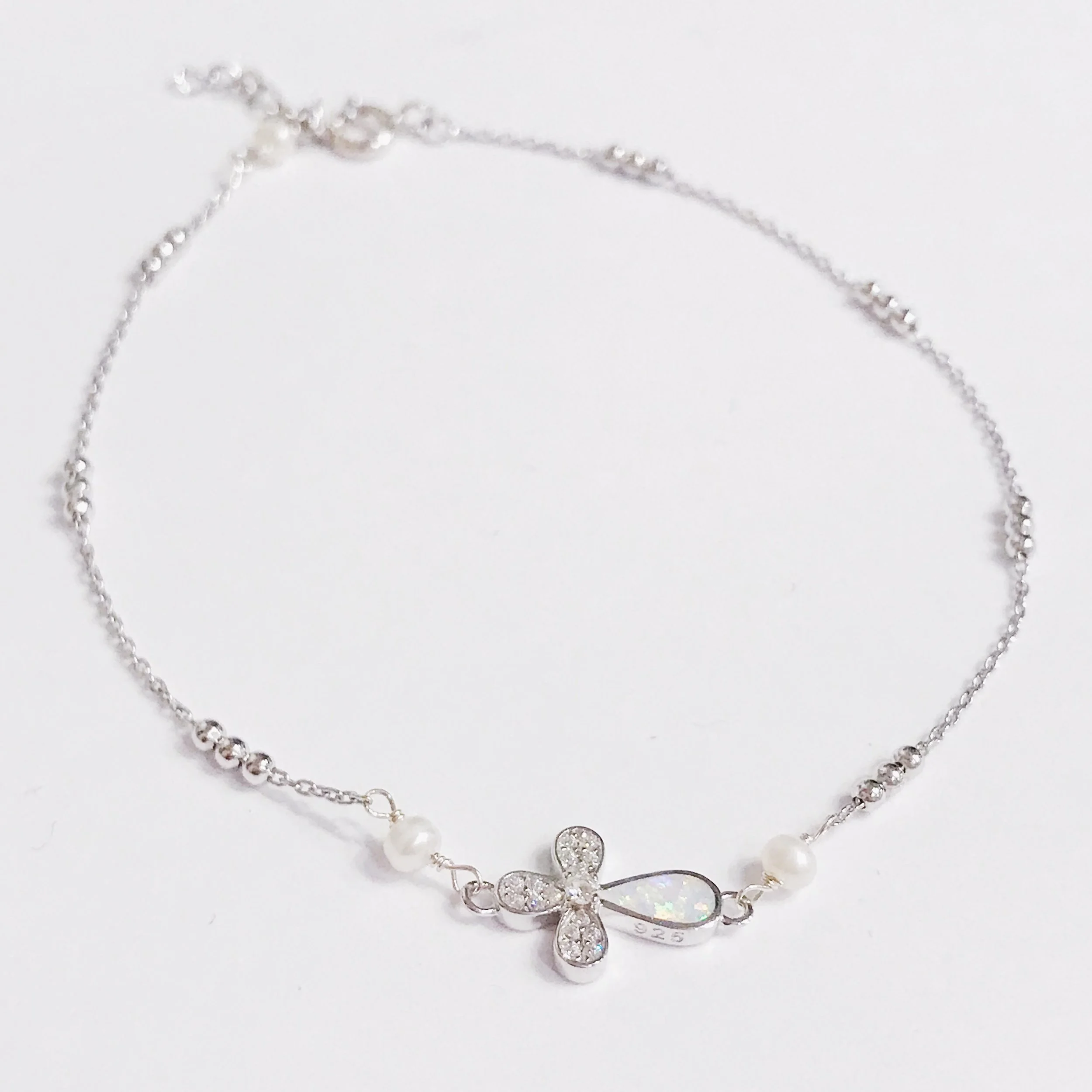Opal Cross Anklet