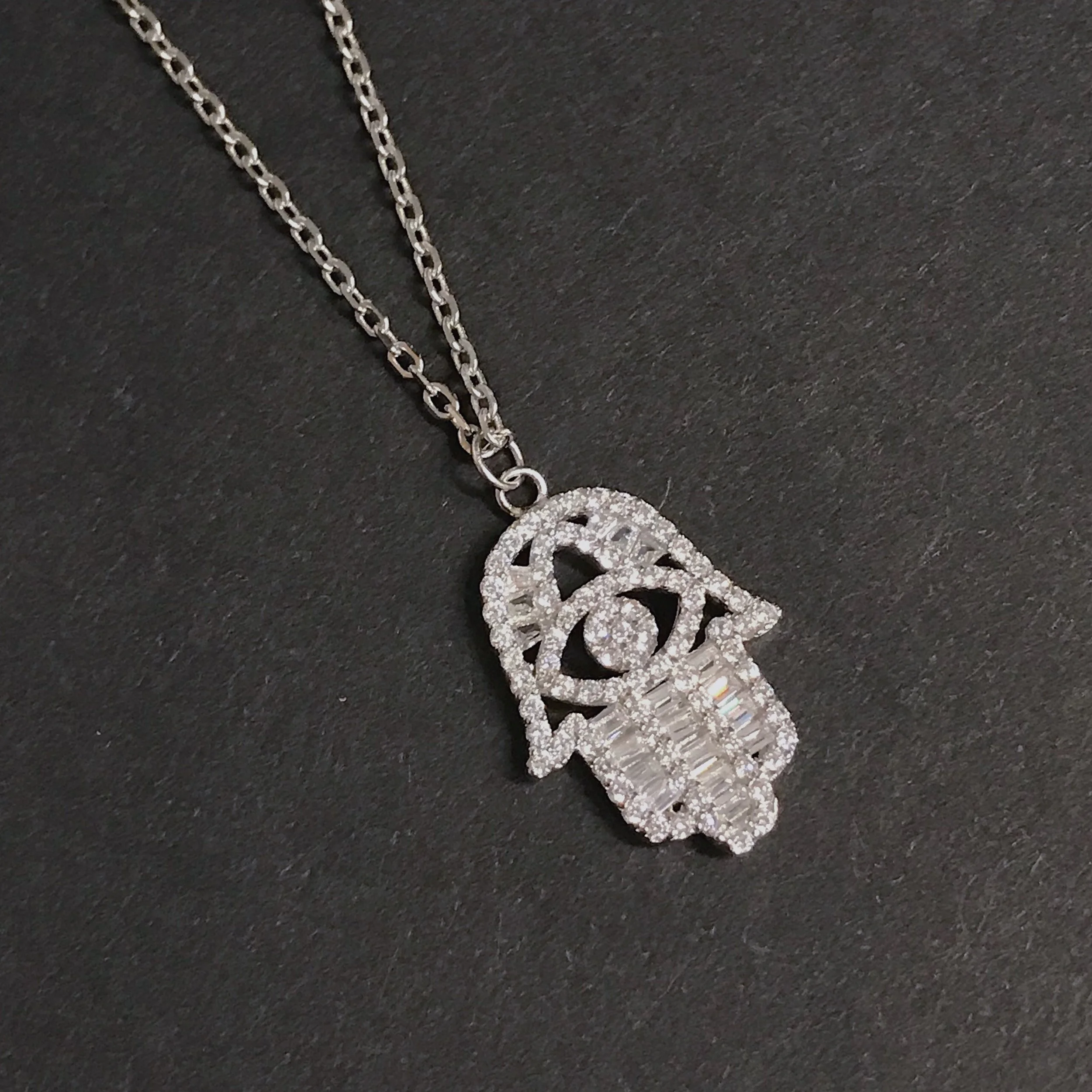 Quartz Hamsa Necklace