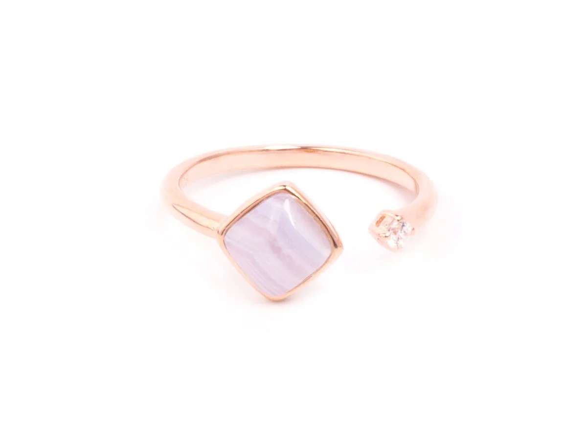 Fang Purple Agate Rose Gold Ring