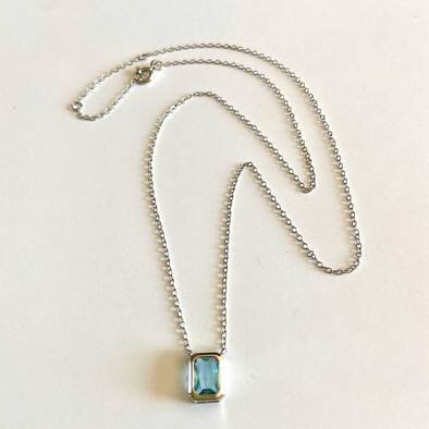 Aquamarine Quartz Sterling Silver Necklace