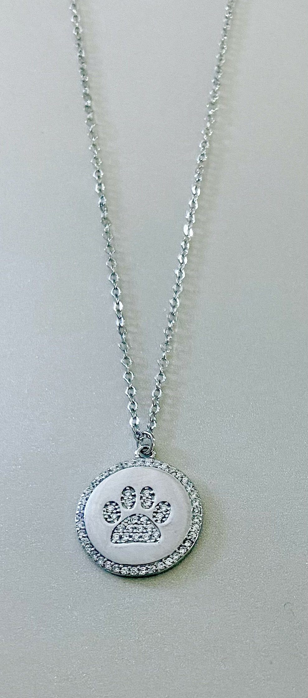 Sterling Silver Paw Print Necklace