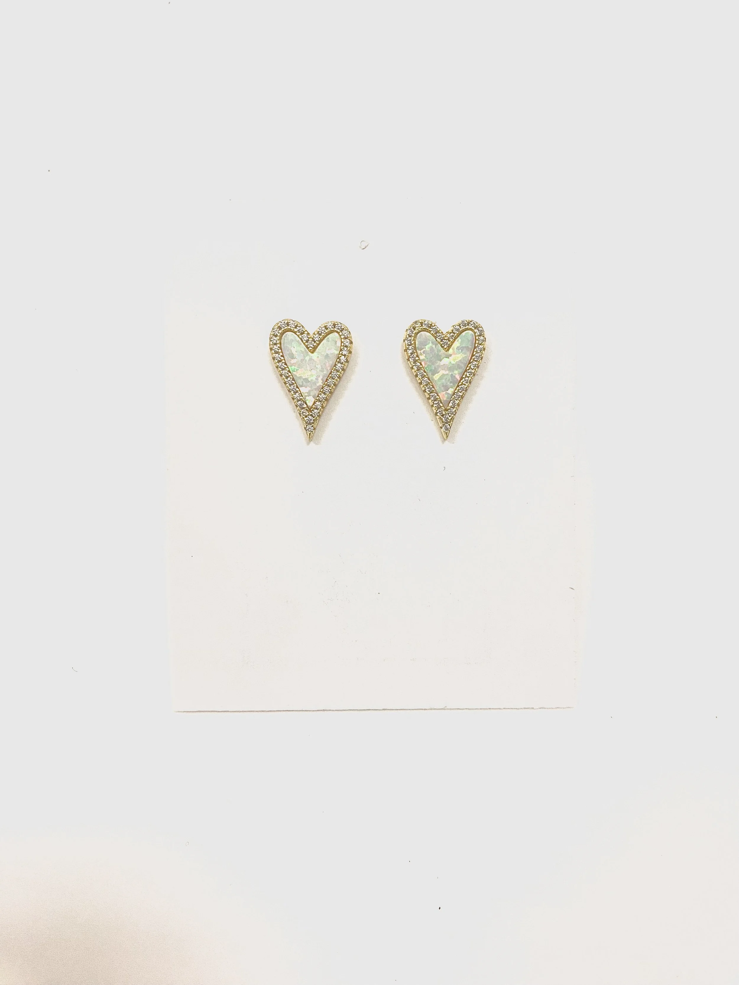 Heart Opal Gold Earrings