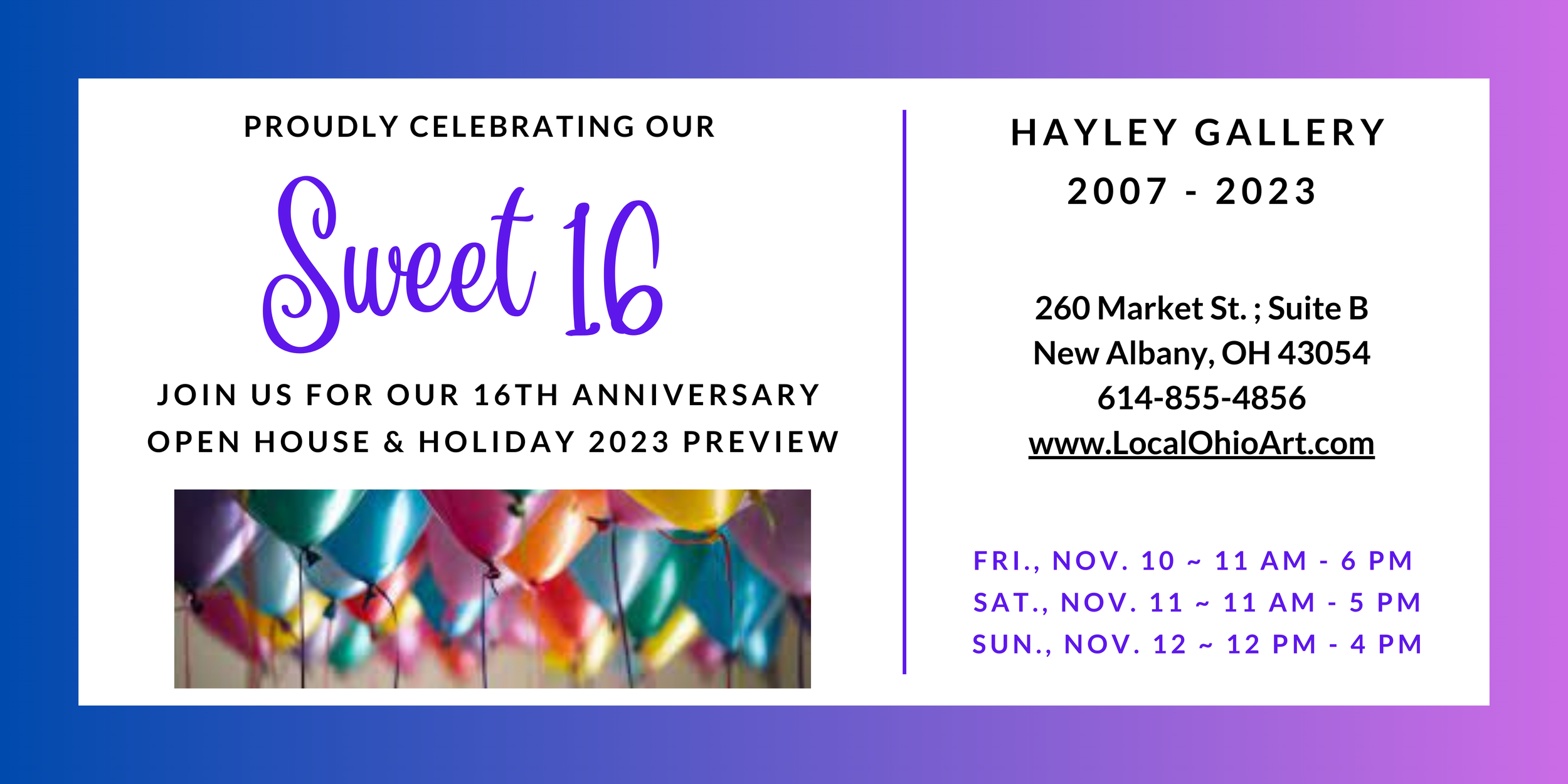Sweet 16 Party &amp; Holiday Open House 