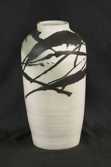 White, Black Pearl Green Spray Vase photo web size.jpg