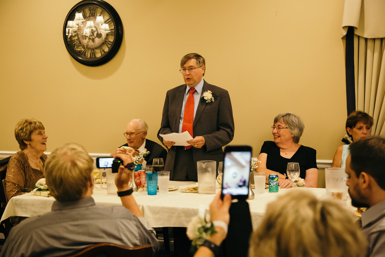 Jim's eldest son gave a speech at the reception.