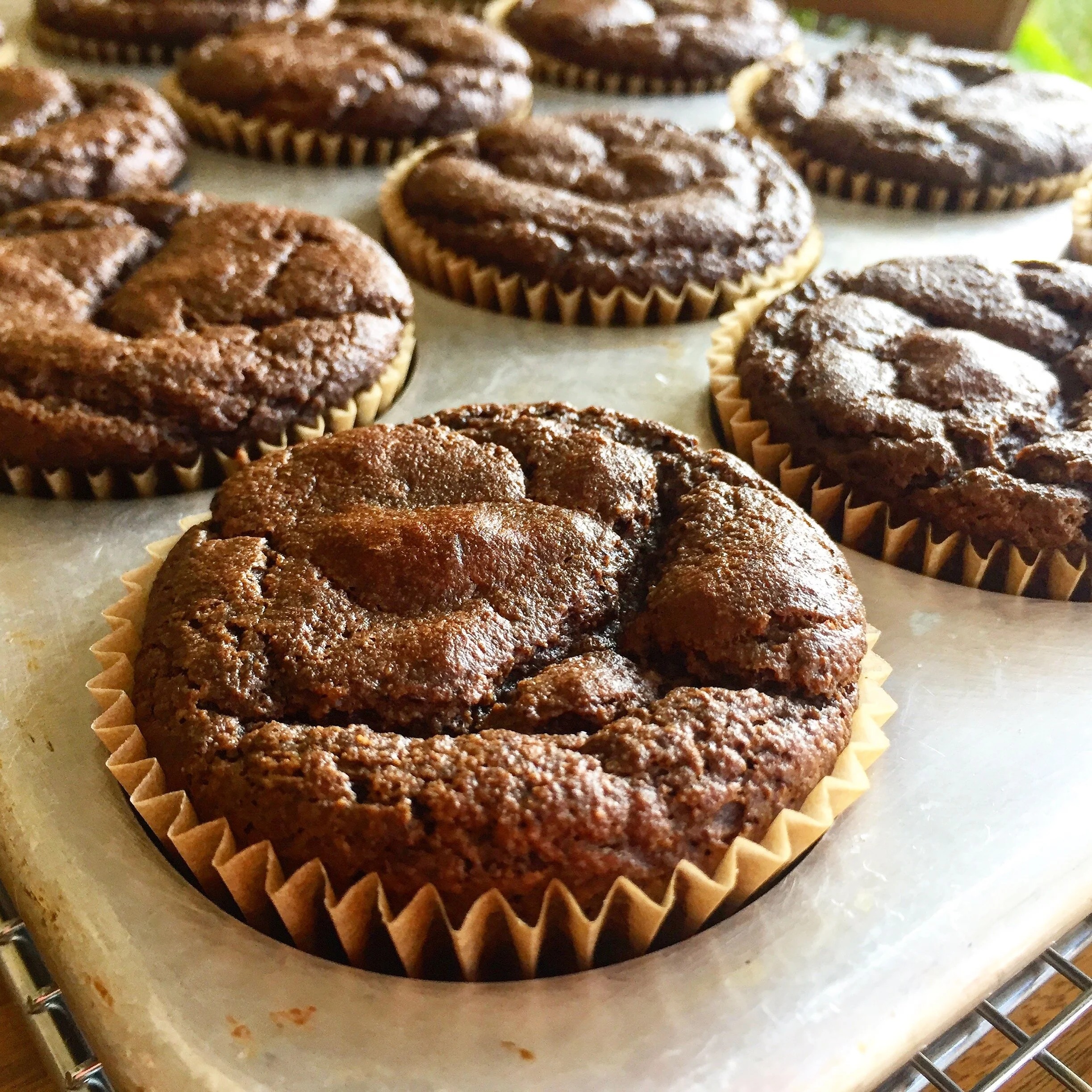 Paleo Dark Chocolate-Sesame-Banana Muffins