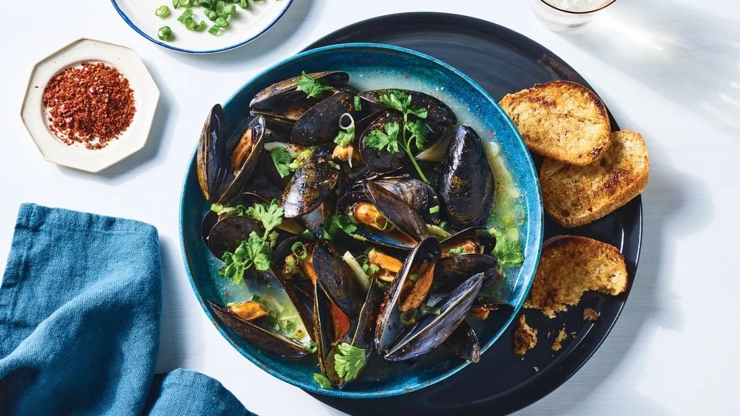 Mussels in Miso-Ginger Broth