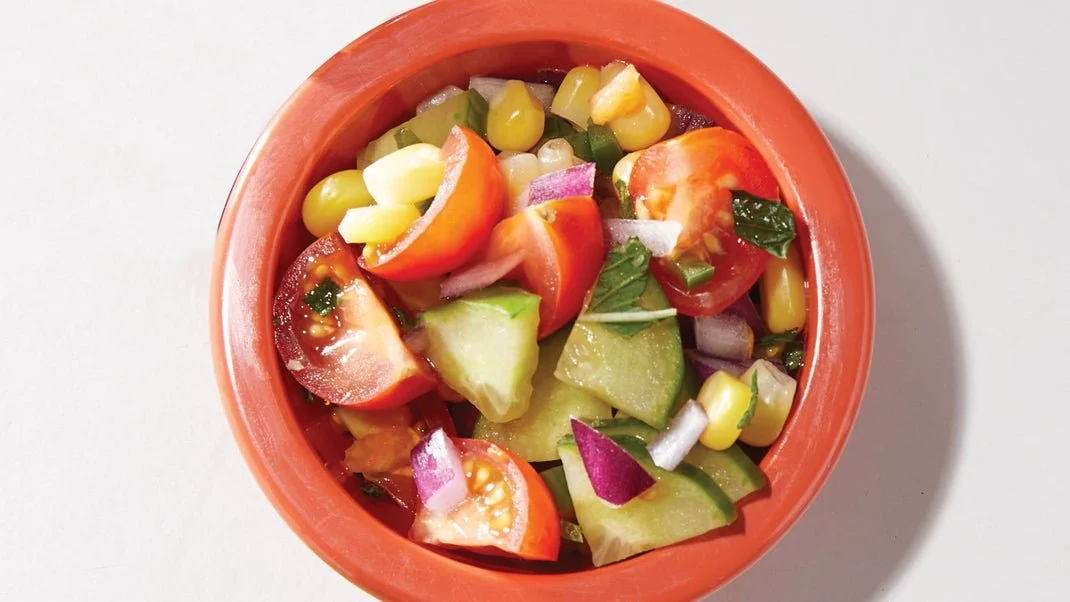Cucumber Salsa with Corn and Tomatoes
