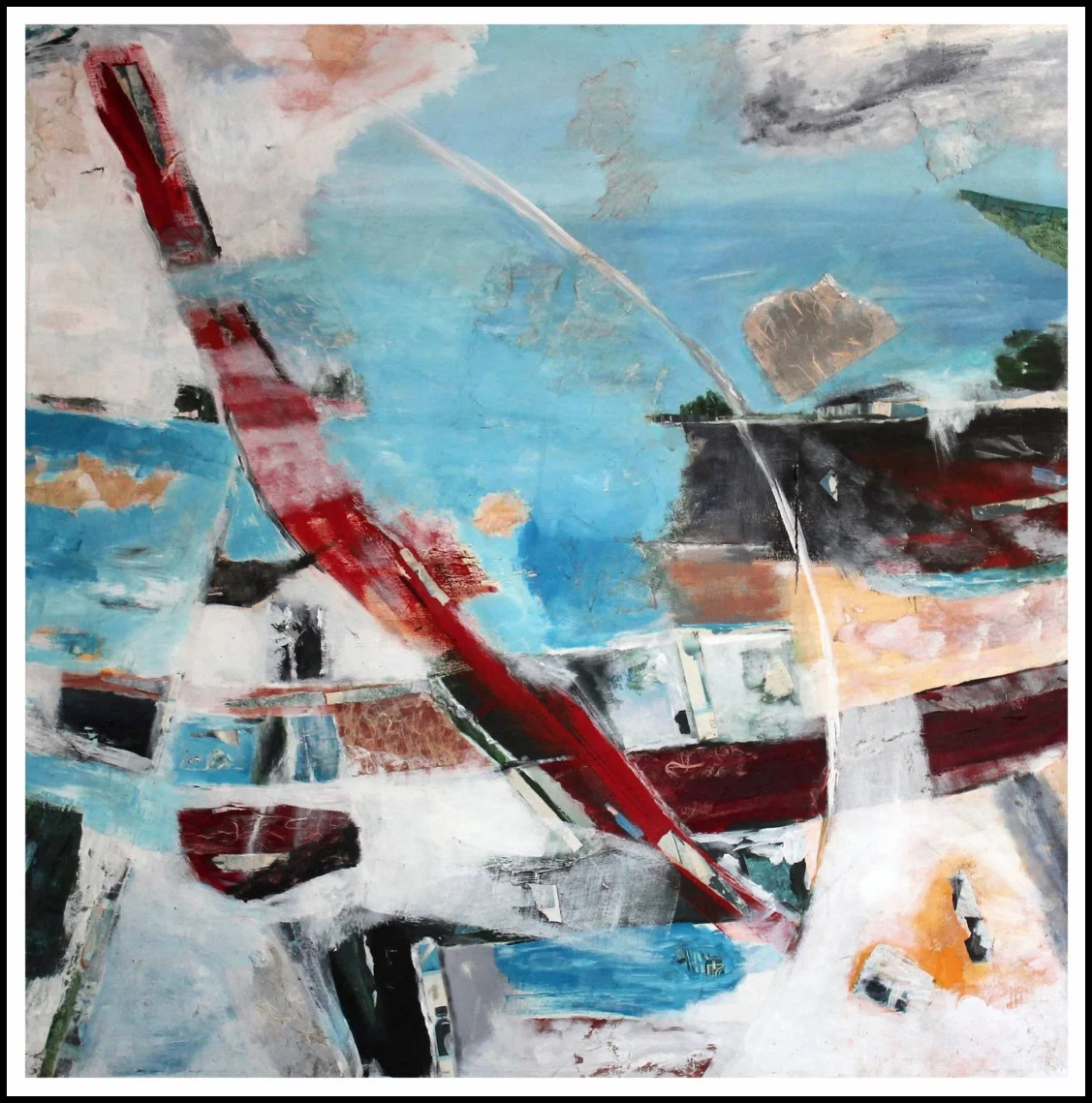 SEISMIC SHIFT 48” x 48” acrylic, collage SOLD