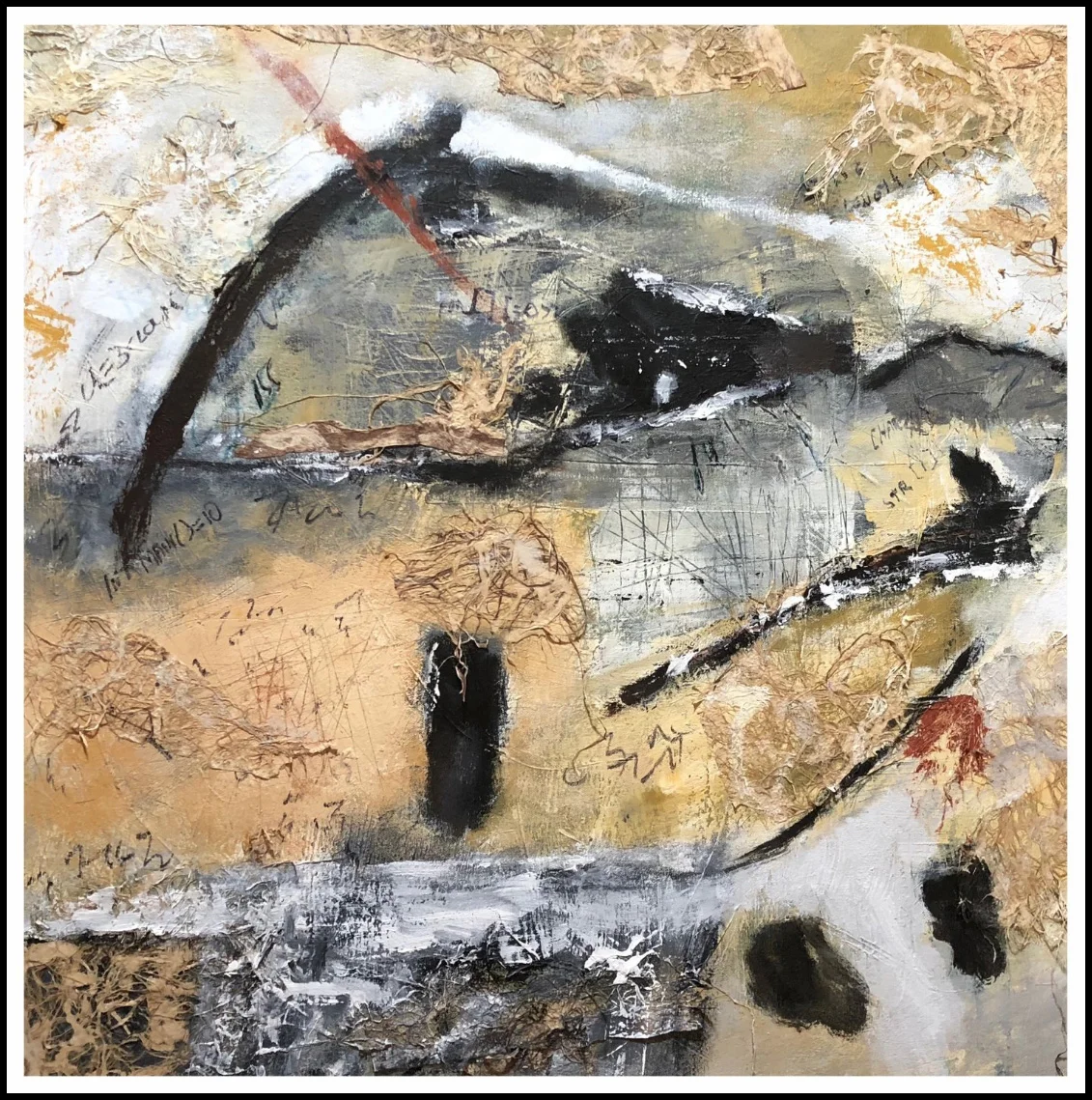 LITERARY NATURE 30”x 30” acrylic, collage, charcoal on canvas, framed