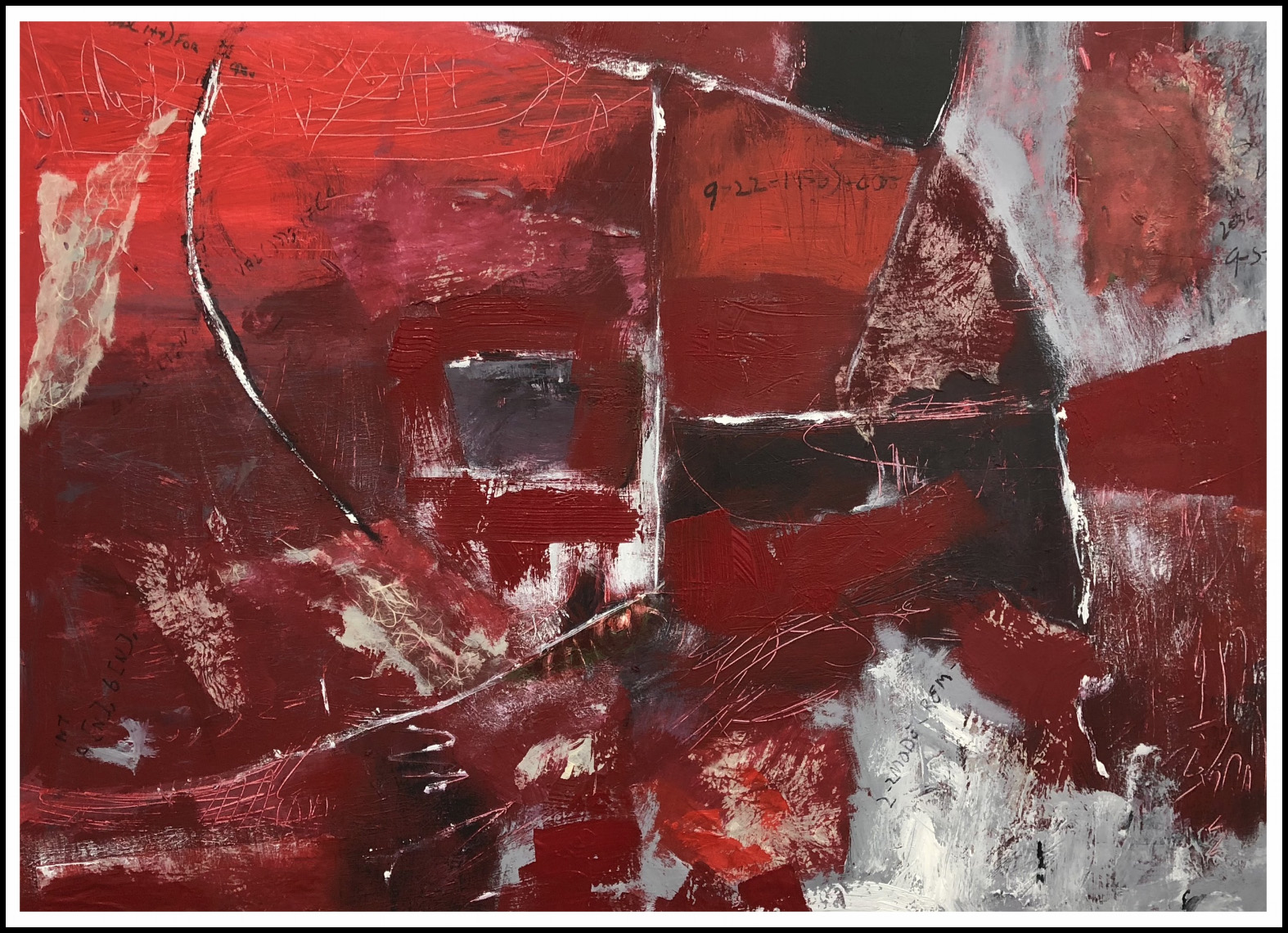   AVERY RED   40” x 30” acrylic, collage 