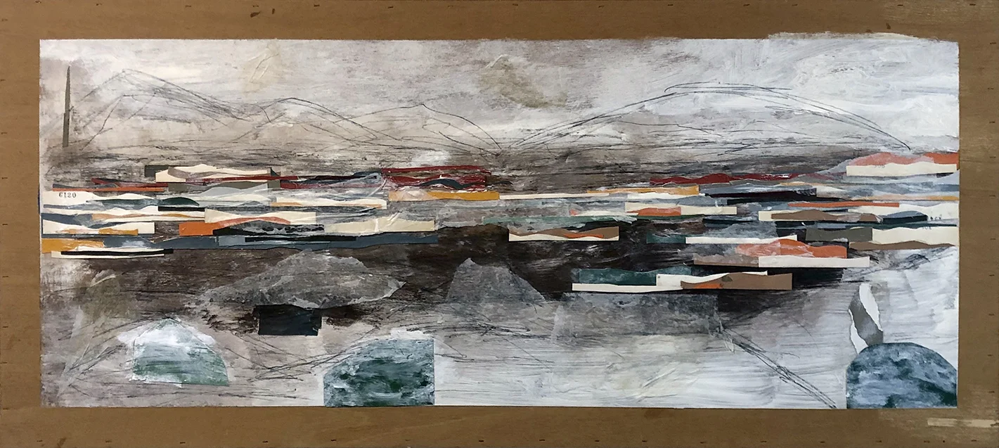 PALM CANYON 20”X 45” ACRYLIC, MIXED MEDIA ON CANVAS