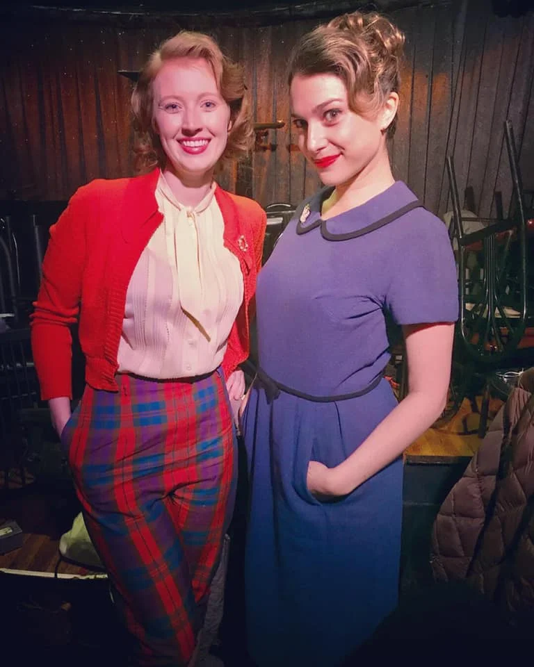 A behind the scenes pic of McKenna doing a pretape for SNL’s Marvelous Mrs. Maisel parody.