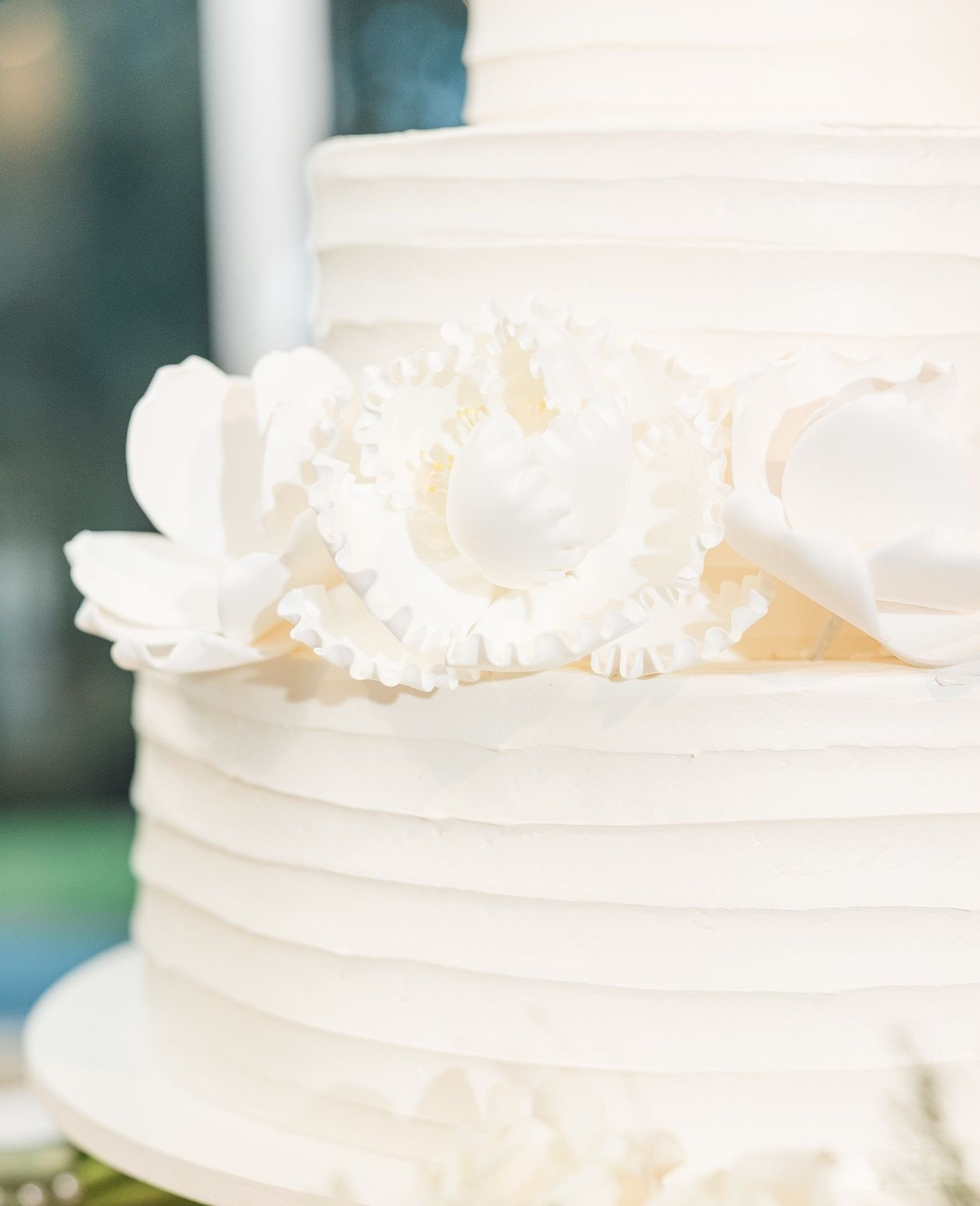 I love a classic white wedding cake with a little flair.  Swipe to see this beauty in its entirety! ⁠
⁠
New York Wedding Photographer | Westchester Wedding Photographer | Tappan Hill Mansion Wedding⁠
⁠
Venue: @tappanhillmansion⁠
Photography: @shainal