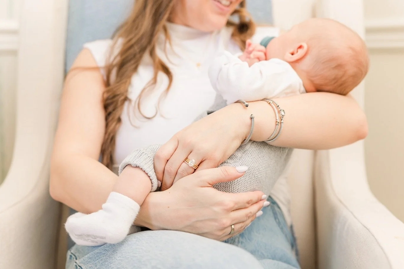 Photographing this cozy at-home newborn session for one of our 2025 wedding couples was such a treat.  Documenting our couples&rsquo; lives through each season of life has become one of my favorite parts of being a photographer.⁠
⁠
Have you secured y
